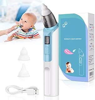 URAQT Baby Nasal Aspirator, Baby Nose Sucker Electric Nose Cleaner with 6 Suction Levels and 2 Sizes Silicone Tips, Anti-backflow Nose Vacuum Cleaner Rechargeable Nasal Sucker for Newborns, Toddlers