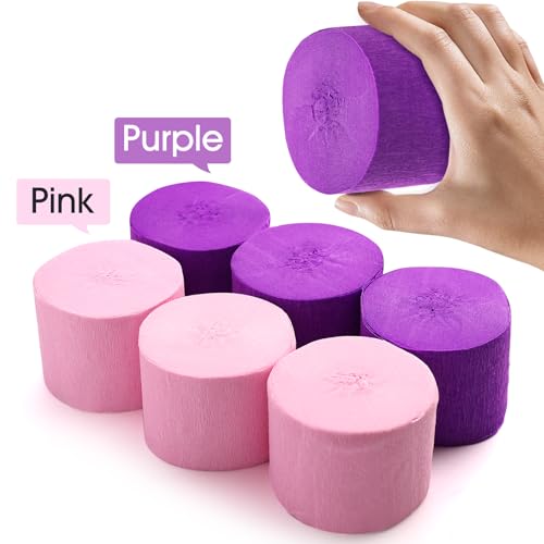Image of Crepe Paper Streamers 6 Colors 492ft - Party Streamers & Paper Streamers for Birthday Decorations, Bachelorette Party, Baby Shower, Wedding & Bridal Shower Decor, Streamers Party Supplies (Style A)
