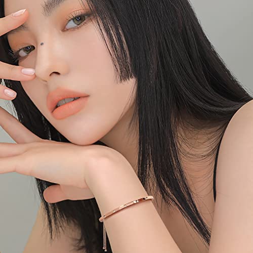 Innerdiva Dainty Simple Women Charm Link Bracelet, Adjustable Bolo Link Chain Bracelet For Women Anniversary Christmas Birthday Jewelry Gift For Girl Wife (Rose Gold) #TOP2