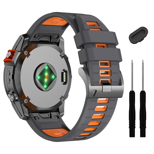 Image of 22mm Compatible with Garmin Fenix E /8 /8pro AMOLED 47mm /Fenix 7 /7 Pro /6 /6 Pro /5 /5 Plus Watch Band,Soft Quickfit Silicone Straps for Forerunner 970 965 955 /Approach S70 47mm /tactix 8 /quatix 7 8 47mm