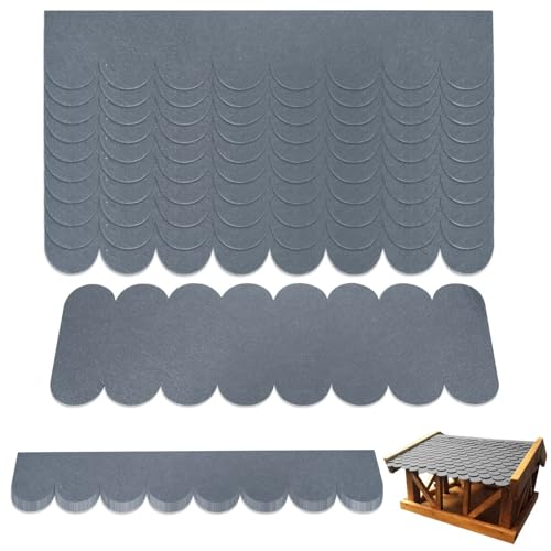 Lot de 21 bardeaux de toit en carton goudronné pour nichoir à oiseaux, mini bardeaux de toit pour nichoir à oiseaux, nichoir, clapier à insectes, gris