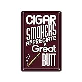 JP's Parcels Tin Signs Cigar Wall Decor - Metal Sign for Man Cave Bar Smoking Room 12 x 8 in. Cigar