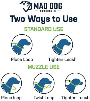 Mad Dog Products Dog Leash Bundle - 3/8 x 6' Black English Slip Lead - Made in USA