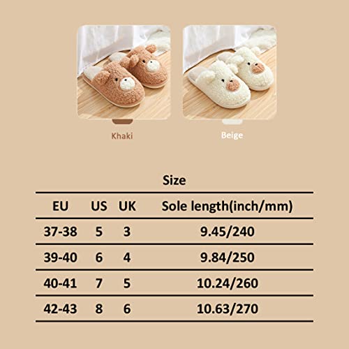 Jbciuds Women’s Slippers Outdoor Indoor Memory Foam House Slippers Warm Plush Bedroom Anti-Slip Shoes With Cute Bear Pattern, Brown 7 #TOP6