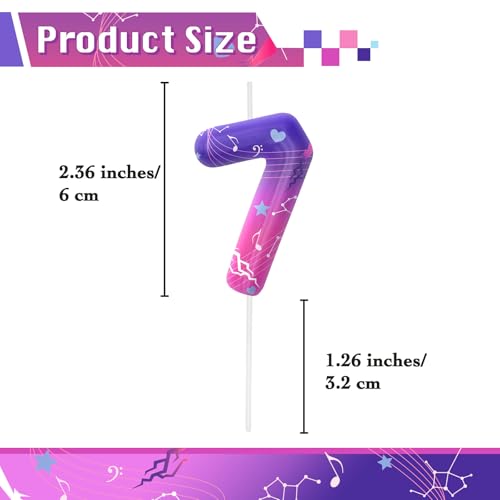 Image of Pink Purple Number 7 Birthday Candles, Cartoon Themed Cupcake Toppers for Boys Girls Cake Decorations, Cake Toppers, Birthday Decorations Party Supplies, Number Candles for Party Decor