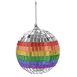 2 Inch - Lesbian & Gay Pride Rainbow Mirror Disco Ball (Car Rear View Mirror or Holiday Ornament for Christmas Tree) - LGBTQ Pride