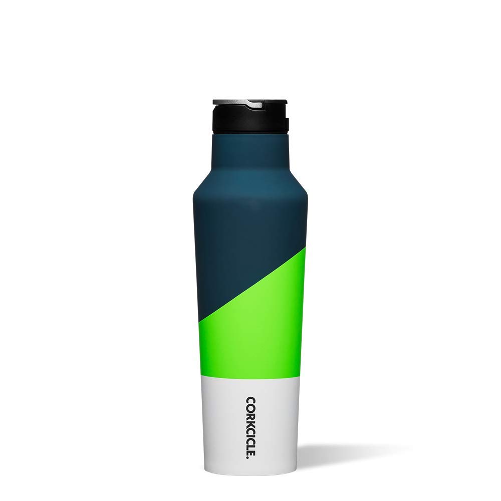 Corkcicle Insulated Canteen Water Bottle, Sports Collection, Electric Green, Holds 20 oz