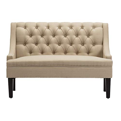 Apeaka Settee Bench Loveseat Sofa Couch Button Tufted Banquette Seating For Dining Room Living Room Bedroom Entryway Khaki Fabric #TOP6
