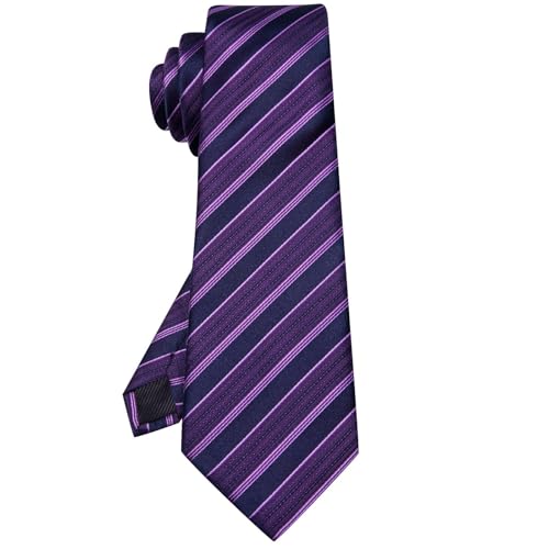 Image of Hi-Tie 63 inches Striped Paisley Extra Long Ties for Men Silk Necktie with Lapel Pin Tie Clip Big and Tall Men Formal Wedding