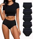 ANLIQI Women's High Waisted Underwear Tummy Control Hipster Full Coverage Ladies Panties Soft Stretch Briefs 5 Pack（5B,L）