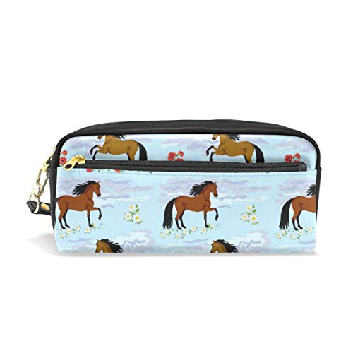 Preisvergleich Produktbild Ahomy Federmäppchen mit Mohnblumen, PU-Leder, für Stifte, Kosmetiktasche