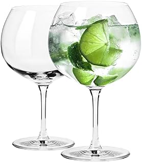 KROSNO Gin&Tonic balloon glasses | Capacity: 670 ml | 2 glasses | For drinks, cocktails, For water, Clear, Lead-free glass, Elegant design, Durable | Dishwasher-safe | Gift idea