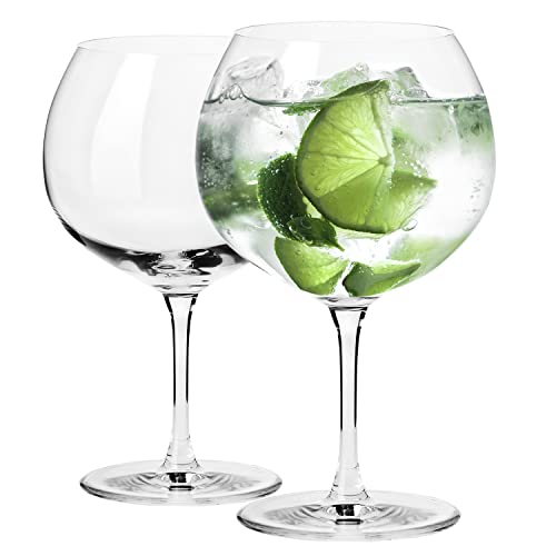 Krosno Bicchieri baloon Gin&Tonic | 670 ml | 2 pz. | Per drink, cocktail, acqua, Vetro trasparente, senza piombo, Forma elegante, Duraturi | Adatti per lavaggio in lavastoviglie