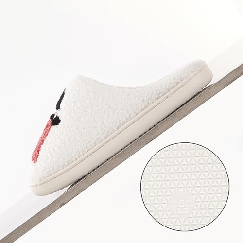 Image of Womens Mens House Slippers Retro Comfy Warm Plush Slip on Fluffy Memory Foam Home Sippers for Winter Indoor Outdoor