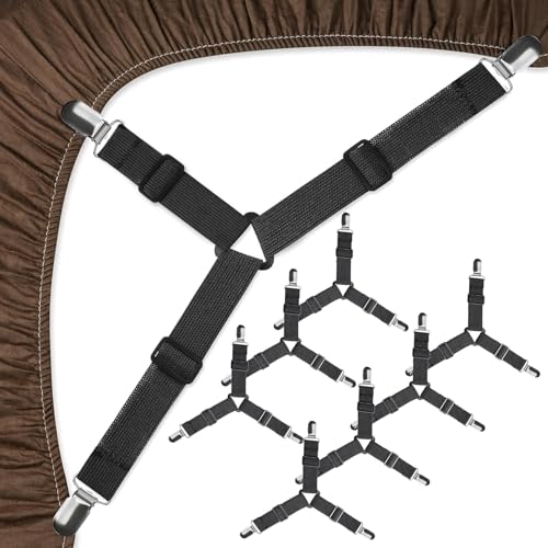 HQGZZ 8 ferma lenzuola,tendilenzuoli,cinghie tendi lenzuolo regolabili,tendi lenzuoli triangolari per lenzuola,tendi lenzuoli elastici con clip