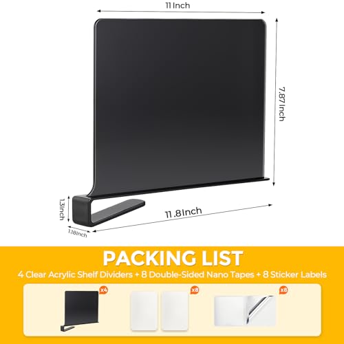 Matte Black Acrylic Shelf Dividers for Closets Organizer & Storage,2 Pack by JOY DECOR - Used condition - Image 2