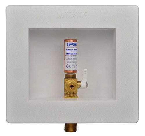 Water-Tite 87980 Square Ice Maker Outlet Box - Quarter-Turn Brass Hammer Arrester Valve, 1/2-Inch ASTM F1807 Connection, White Plastic by Water-Tite - Used condition - US$12.08
