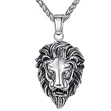 Men's Stainless Steel Lion Biker Pendant Necklace, 24