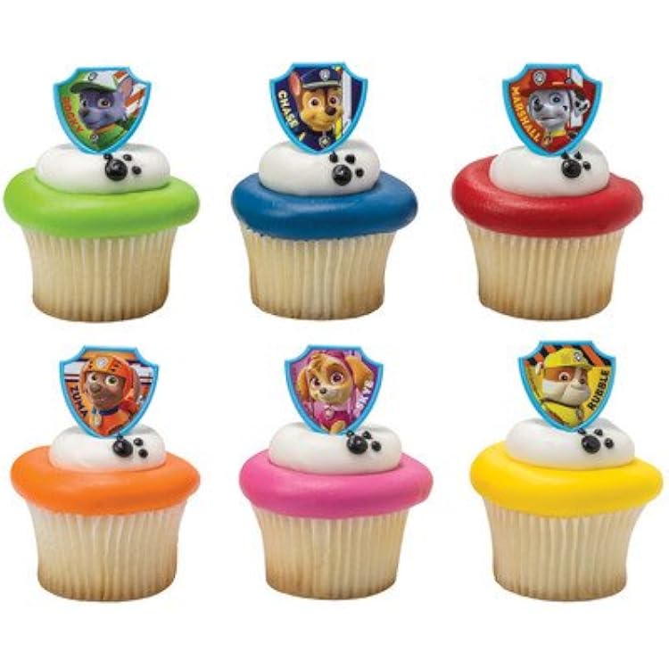 Paw Patrol Cupcake Topper Rings - Set of 12