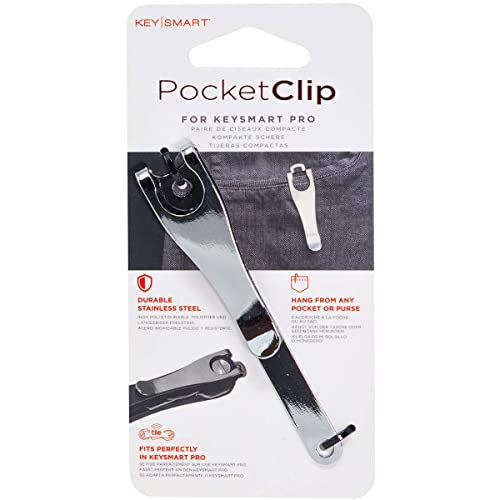 KeySmart Deep Carry Pocket Utility Clip - Add On Everyday Carry Accessory for KeySmart Key Holders, Pocket Clip Stainless Steel Minimalist Compact Gear That Eliminates bulk (Black)