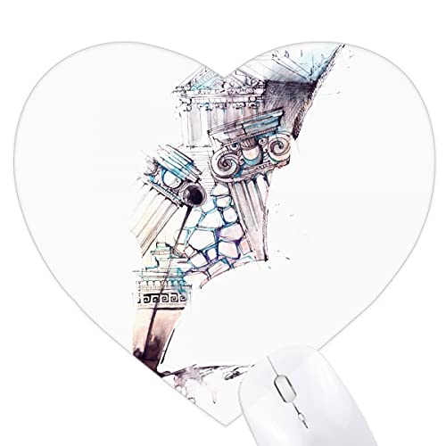 Tapis de souris coeur peinture aquarelle architecture baroque avec repose-poignet