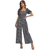 Love Welove Fashion Spring Jumpsuits for Women 2025 Floral Dressy Casual Loose Smocked Short Sleeve One Piece Romper Outfits