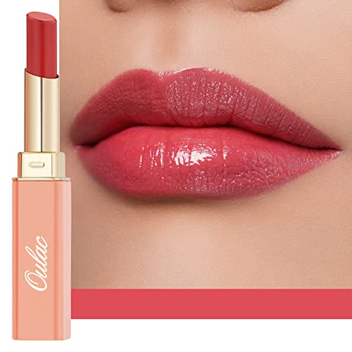 Oulac 2 in 1 Pintalabios y Bálsamo Labial Rojo- Pintalabios Brillante Hidratante, Enriquecido Con...