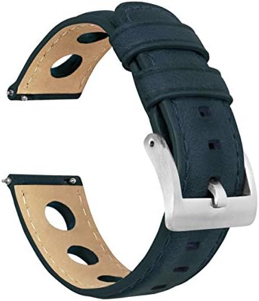BARTON WATCH BANDS, 18mm Navy - Rally Horween Leather Watch Bands - Integrated quick release spring bars- 316L stainless steel- Choose Strap Color & Width