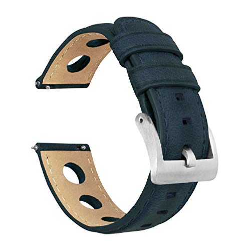 20mm Navy - BARTON Rally Horween Leather Watch Bands - Integrated quick release spring bars- 316L stainless steel- Choose Strap Color & Width