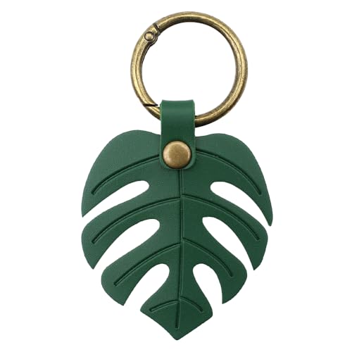Veworn Monstera Leaf Bag Charm Vintage Plant Keychain Green Leaf Charms for Tote Backpack Natural Style Gift for Plant Lover (Green Keyring)