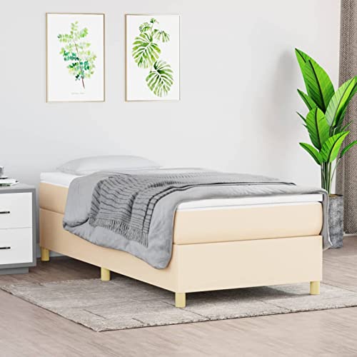 Homgoday Boxspringbett Bett Bettgestell Polsterbett Lattenrahmen Einzelbett | Doppelbett Rahmenbettgestell Bettrahmen ohne kopfteil Bett für Schlafzimmer Creme 80x200 cm Stoff Homgoday Boxspringbett Bett Bettgestell Polsterbett Lattenrahmen Einzelbett | Doppelbett Rahmenbettgestell Bettrahmen ohne kopfteil Bett für Schlafzimmer Creme 80x200 cm Stoff