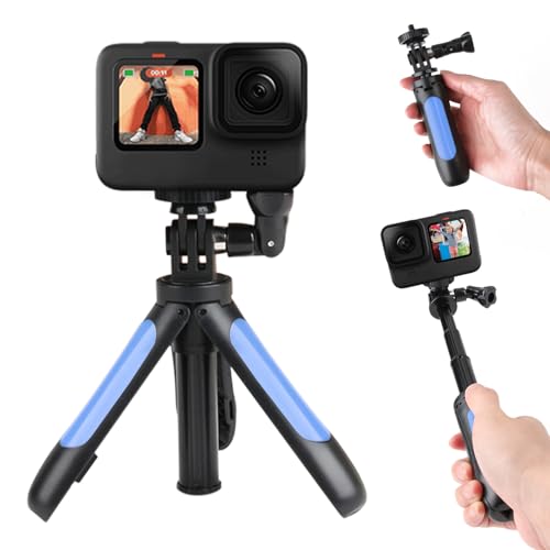 23cm/Inch Mini Tripod Selfie Stick for Camera,Webcam Stand,Compatible with Action Cameras Gopro EK7000/EK7000 Pro/Brave 7/Brave 8/V50X/V50 Pro/V50 Elite/Brave 4 Pro/Brave 7 LE & Other Action (BLUE)