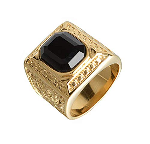 Bague dragon pour homme en acier inoxydable PAURO avec grosse pierre dorée