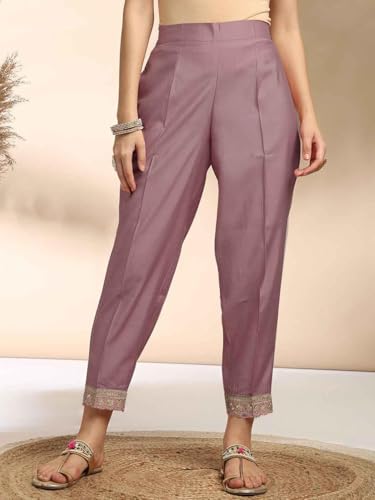 Image of Girls A-line Silk Embroidered Kurta and Pant Set with Dupatta for festive wedding and casual wear