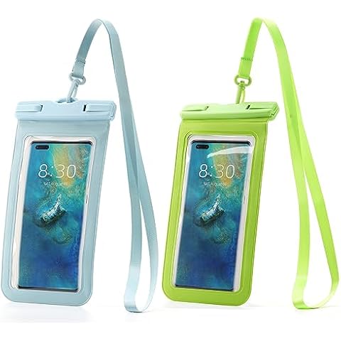 BIAJIYA Waterproof Phone Pouch，Water for Cell Phone Case Compatible with iPhone 15ProMax/14/13/12/11/XR/X/SE/8/7/Galaxy,IPX8 Cellphone Dry Bag Beach (8.3inch, Blue and Green) Cover