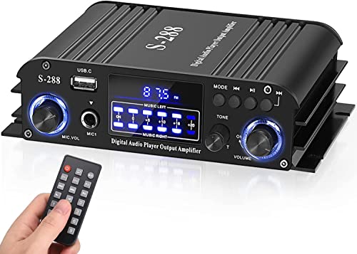 Amplificador Audio 1200W, 4 Canales HiFi Amplificador Estéreo Blu...
