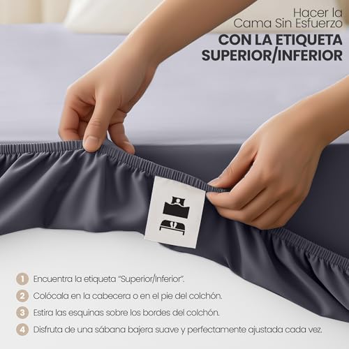 Miniatura 6 de Utopia Bedding Juego De 2 Sabana Bajera 135x190 - Gris - Bolsillo Profundo - Microfibra Cepillada Cama 135