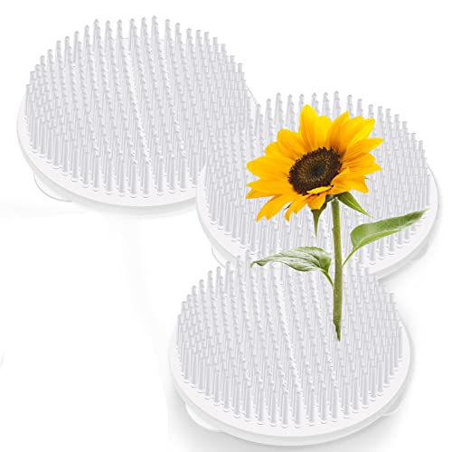 3 Pcs Clear Japanese Floral Frogs, 2.76" Plastic Ikebana Kenzan Flower Arrangement Pin Frog Holder With 3 Mini Suction Cups On Bottom, Fixable On Uneven Glass Ceramic Vase #TOP28