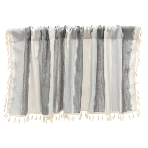 Cortina para ventana pequeña que deja pasar la luz: visillo de lino gris para cocina y baño 2