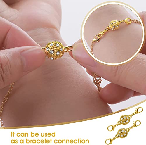 Mahavimoksa 1 Box 8Pcs Mixed 4 Colors Rhinestone Ball Shape Magnetic Connector Clasp For Diy Craft Jewelry Bracelet Necklace #TOP4
