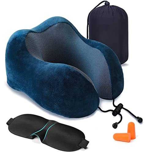 Travesseiro de viagem com pescoço de espuma de memória, travesseiro de cabeça em forma de U com bols