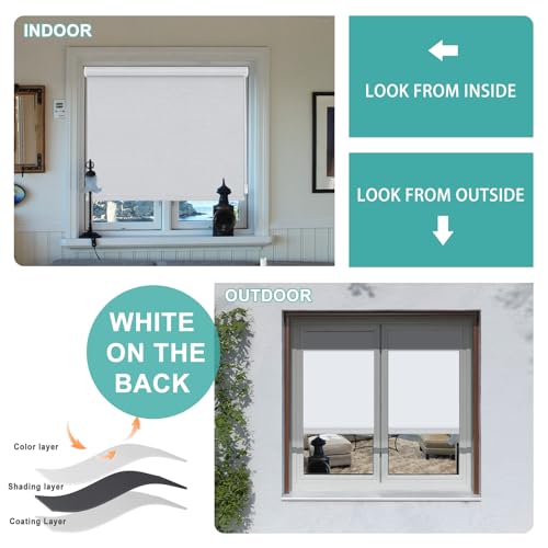 Changshade Custom Roller Shades for Indoor Windows, Corded Blackout Roller Blinds with Thermal Insulated, Room Darkening Custom Blinds for Bedroom,Bathroom,Bedroom,Office,Gray