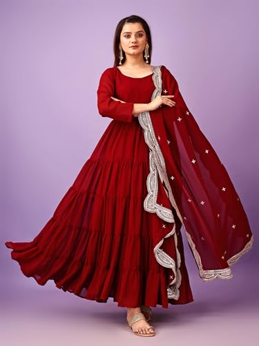 Image of Wedani Georgette Sequins Work Anarkali Kurta Set for Women