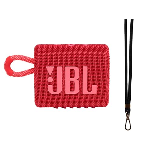 JBL Go 3 - Altavoz Bluetooth portátil resistente al agua, rojo, ultra compacto, diseño atrevido, IP67 impermeable y a prueba de polvo, 5 horas de reproducción, sonido profesional + cordón duradero