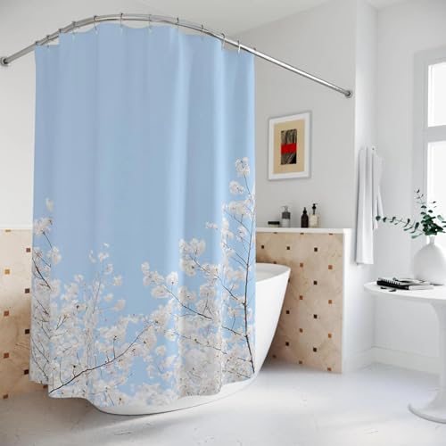 Rideau de douche de qualité supérieure style ferme chic bleu doux - 3