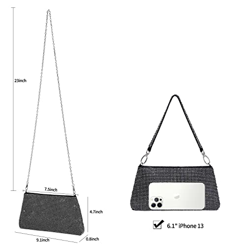 Yuwita Rhinestone Evening Bag Clutch Glitter Sparkly Purse For Women (Black) #TOP4