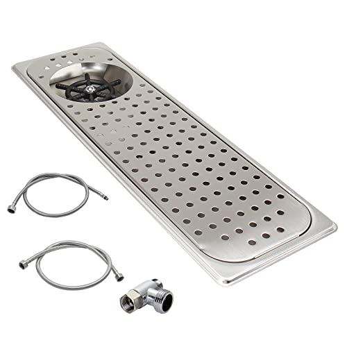 Dibtsa Glass Rinser, Stainless Steel Espresso Coffee Bar Countertop Pitcher Rinser Sink With Side Spray,Drain And Drip Tray, Silver Large Size 20.86 X 6.37 X 0.98 Inches #TOP7