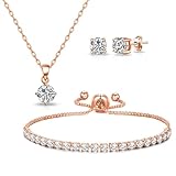 Philip Jones Rose Gold Plated Solitaire Friendship Slider Set Created with Zircondia® Crystals