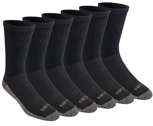 Dickies Men's Dri-Tech Original Moisture Control Crew Socks, Available in M-XXL (6, 12, 18 Pairs), Copper Black (6 Pairs), Large