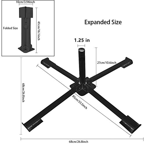 FLY HAWK Christmas Tree Stand, 1.25” Foldable Artificial Christmas Tree Metal Ornament Holder Universal Model Adjustable ,Umbrella Stand Artificial Christmas Tree for Pine SprucePoplar (Black)